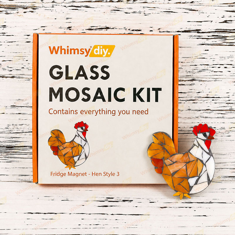Whimsy DIY Fridge Magnet - Hen Style 3 Glass Mosaic Kit Puzzles