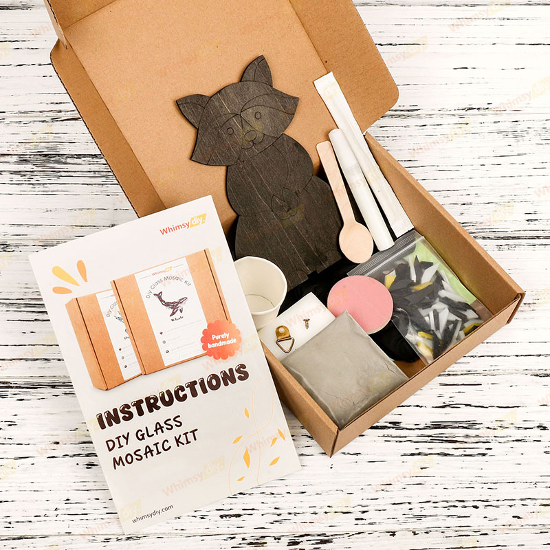 A standing raccoon Glass Mosaic Kit-Ships on 8/10