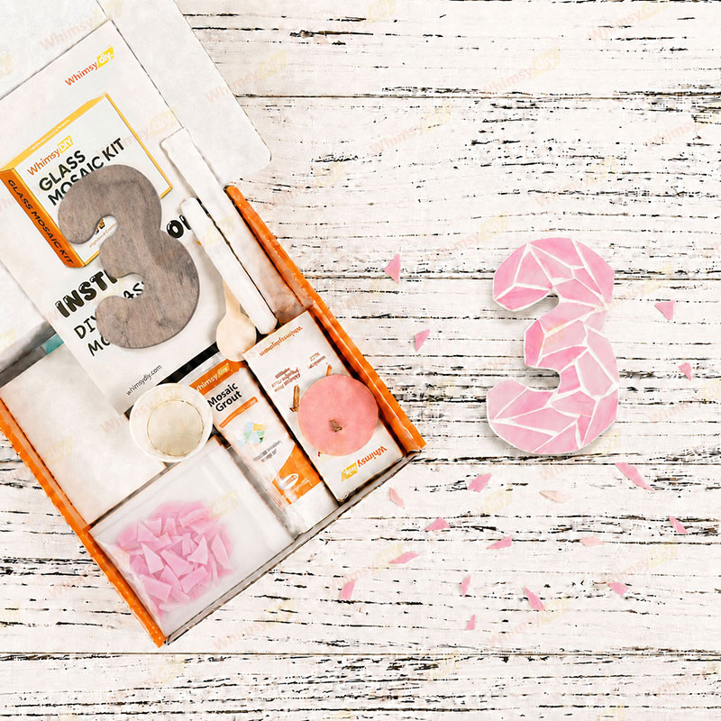 Whimsy DIY Fridge Magnet numbers-3 Glass Mosaic Kit Puzzles
