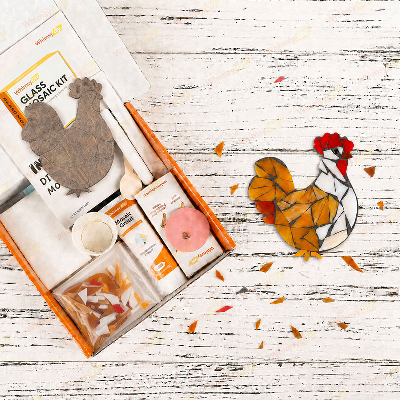 Whimsy DIY Fridge Magnet - Hen Style 3 Glass Mosaic Kit Puzzles