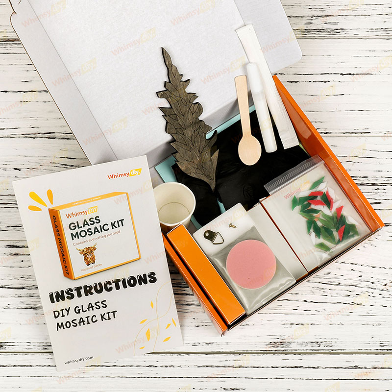 Whimsy DIY Red Weedy Flower Glass Mosaic Kit Puzzles