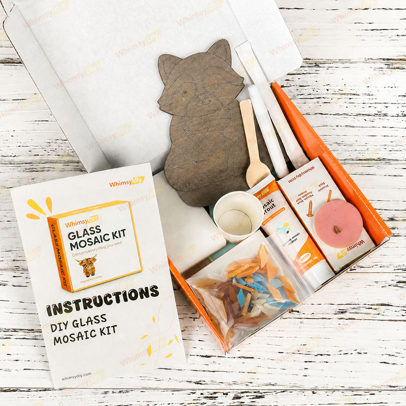 Whimsy DIY Cute Raccoon Glass Mosaic Kit Puzzles