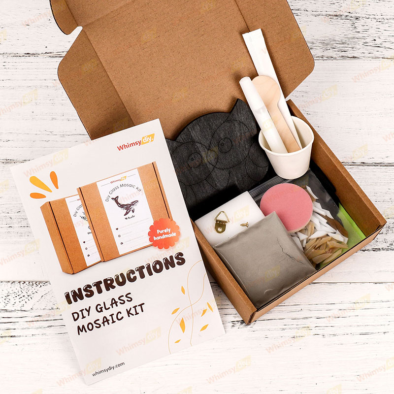 Owl Glass Mosaic Kit | DIY Arts & Crafts Kit for Adults | Brown