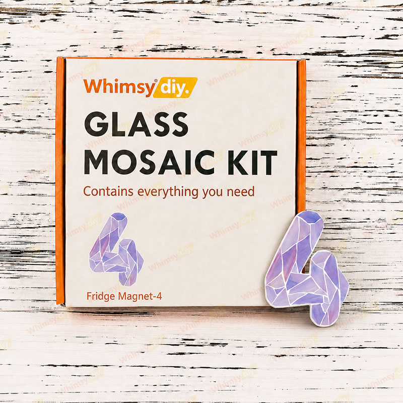 Whimsy DIY Fridge Magnet numbers-4 Glass Mosaic Kit Puzzles