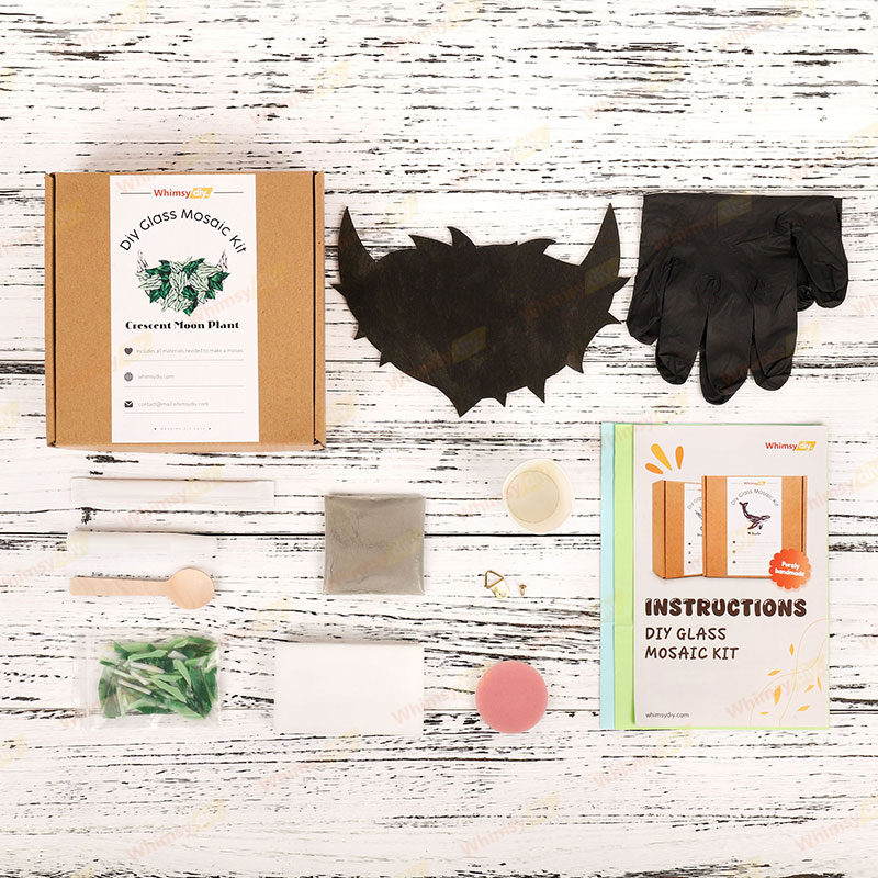 Crescent Moon Botanical Stained Glass Mosaic Kit