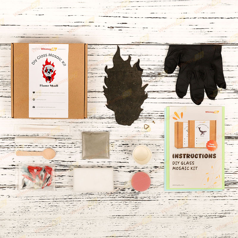 Flame Skull Glass Mosaic Kit
