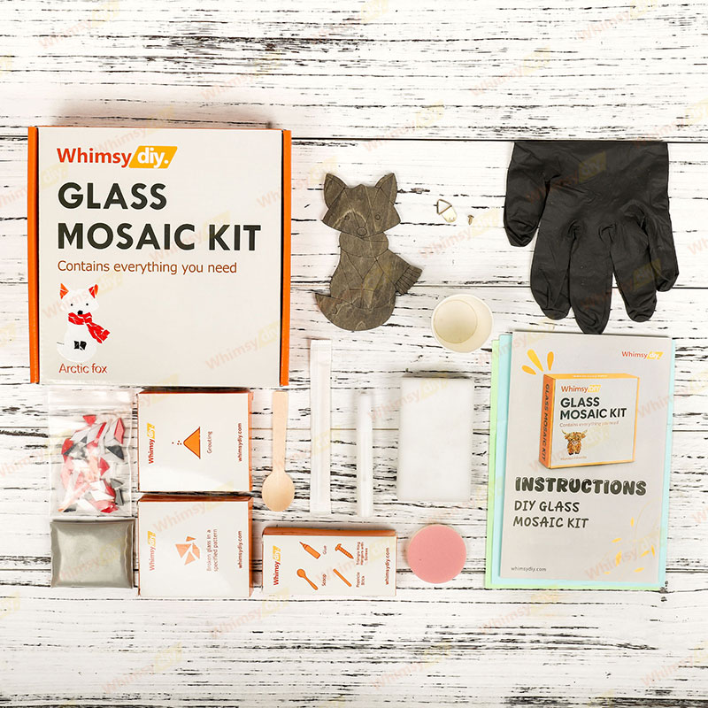 Whimsy DIY Arctic Fox Glass Mosaic Kit Puzzles