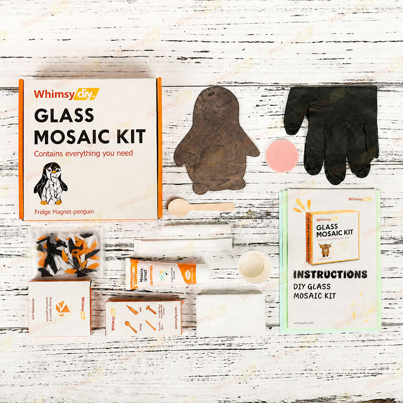 Whimsy DIY Fridge Magnet- penguin Glass Mosaic Kit Puzzles