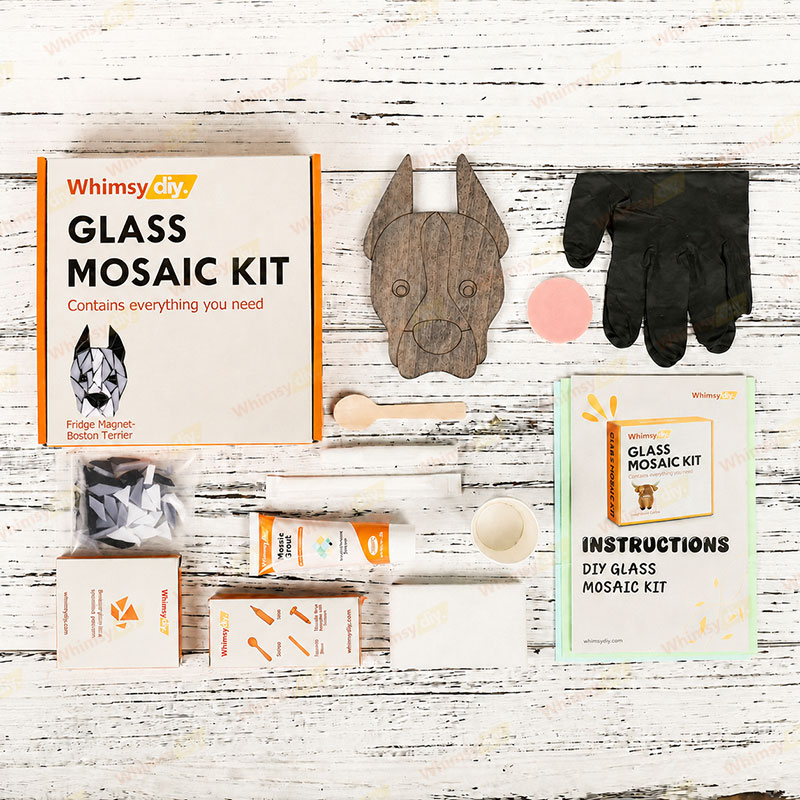 Whimsy DIY Fridge Magnet- Boston Terrier Glass Mosaic Kit Puzzles