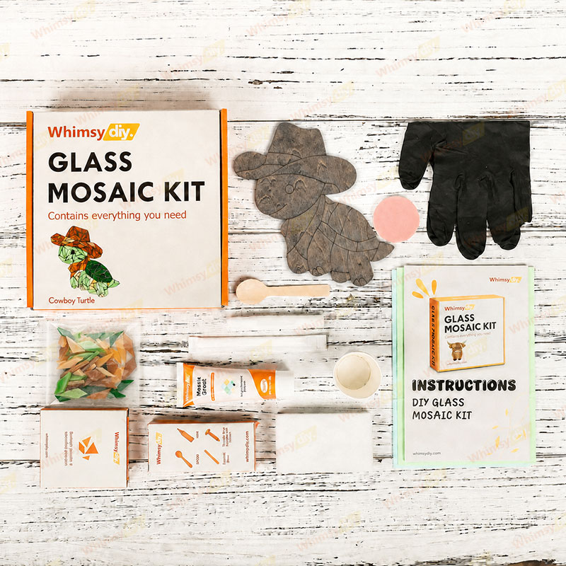Whimsy DIY Cowboy Turtle Glass Mosaic Kit Puzzles
