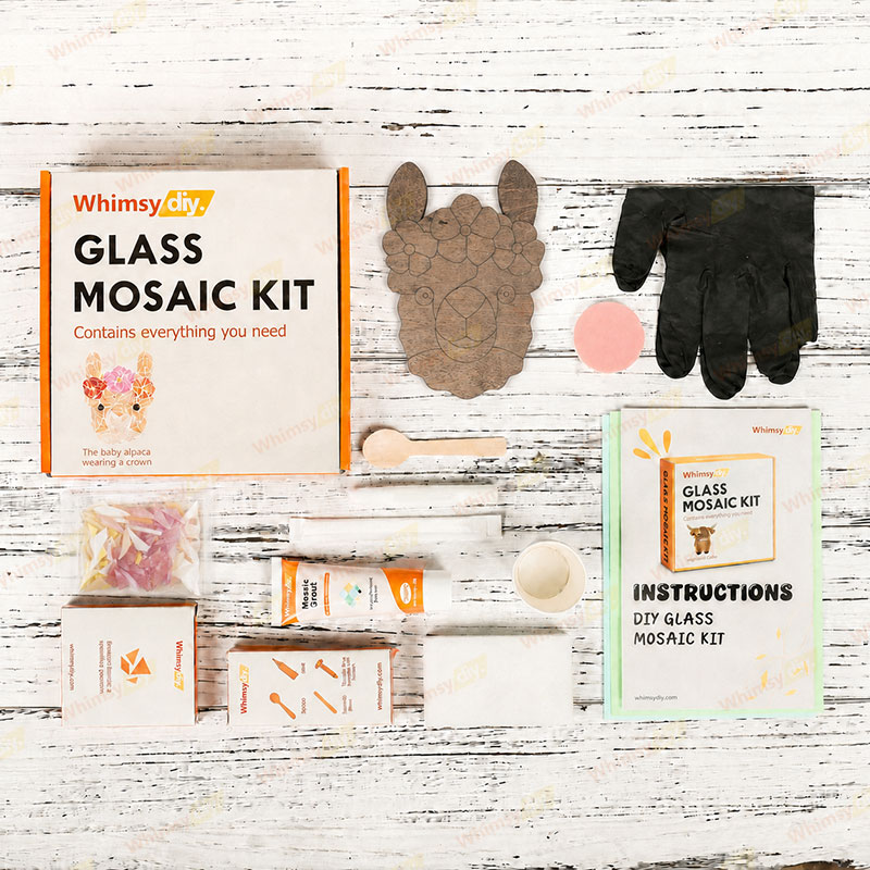 Whimsy DIY The baby alpaca wearing a crown Glass Mosaic Kit Puzzles