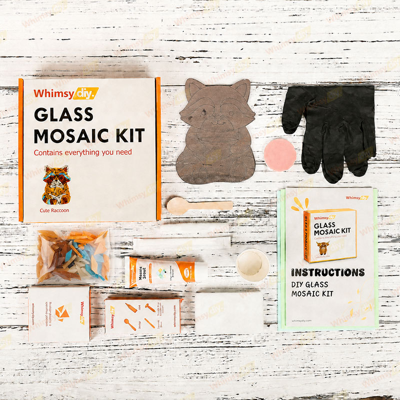 Whimsy DIY Cute Raccoon Glass Mosaic Kit Puzzles