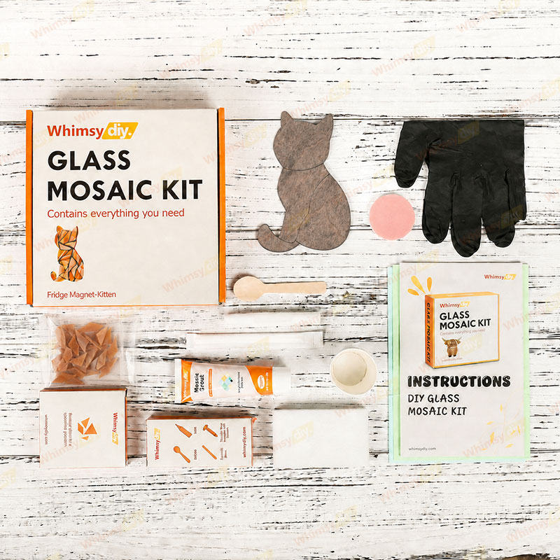 Whimsy DIY Fridge Magnet- Fridge Magnet-Kitten Glass Mosaic Kit Puzzles