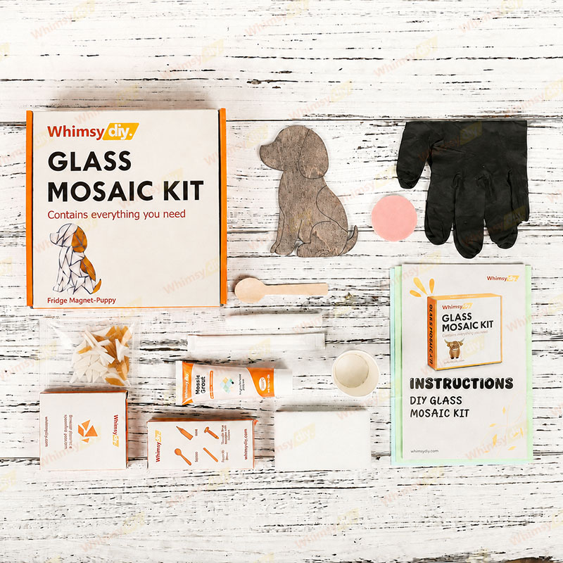 Whimsy DIY Fridge Magnet- Puppy Glass Mosaic Kit Puzzles