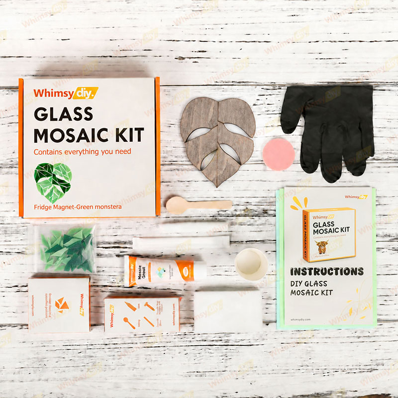 Whimsy DIY Fridge Magnet - Green monstera Glass Mosaic Kit Puzzles