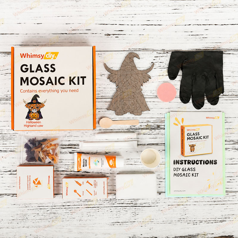 Whimsy DIY Halloween Highland Cow Glass Mosaic Kit Puzzles