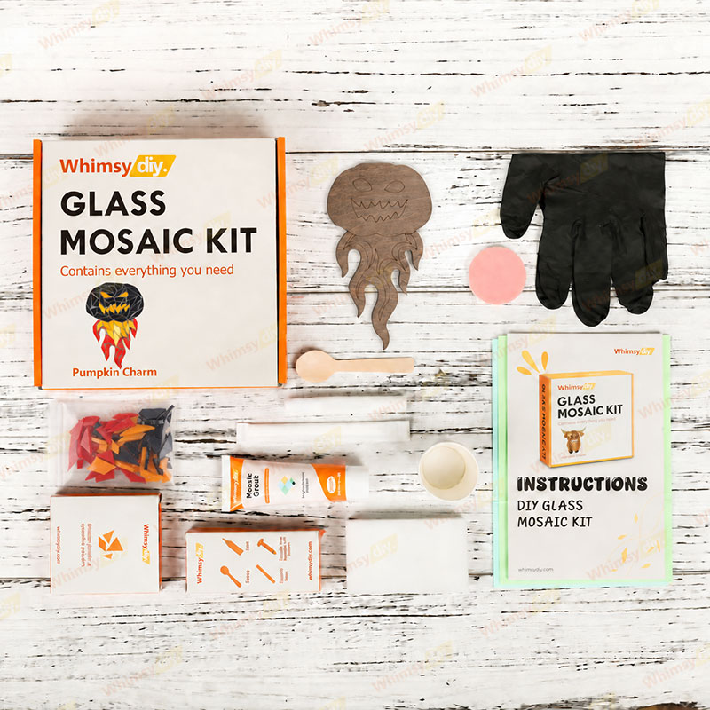 Whimsy DIY Pumpkin Charm Glass Mosaic Kit Puzzles