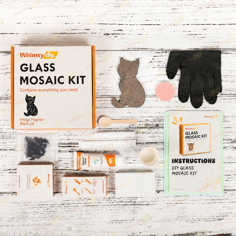 Whimsy DIY Fridge Magnet - Black cat Glass Mosaic Kit Puzzles
