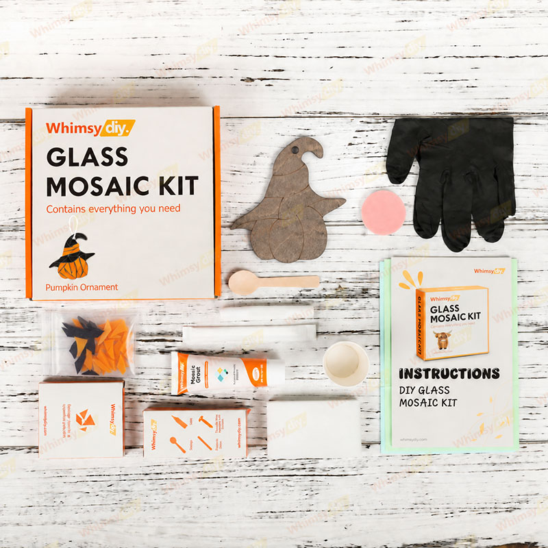 Whimsy DIY Pumpkin Ornament Glass Mosaic Kit Puzzles