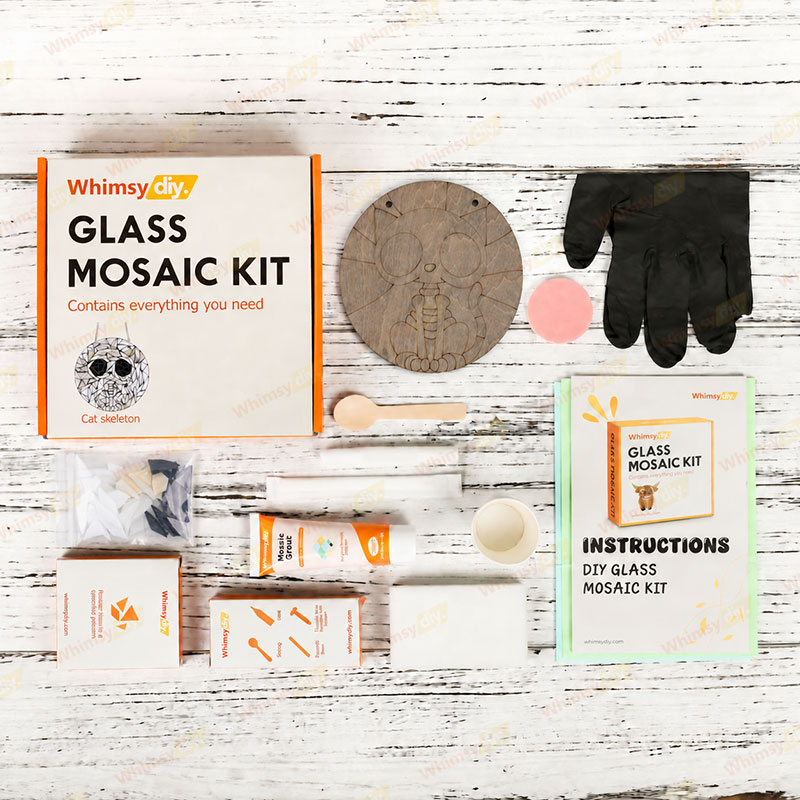 Whimsy DIY Cat skeleton Glass Mosaic Kit Puzzles