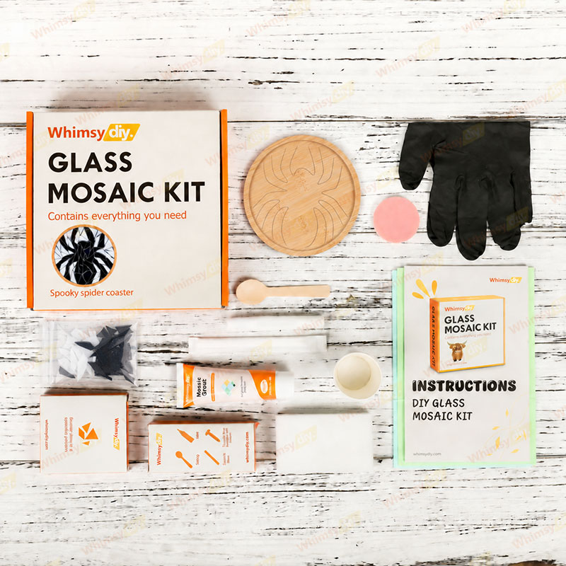 Whimsy DIY Spooky Spider Coaster Glass Mosaic Kit Puzzles