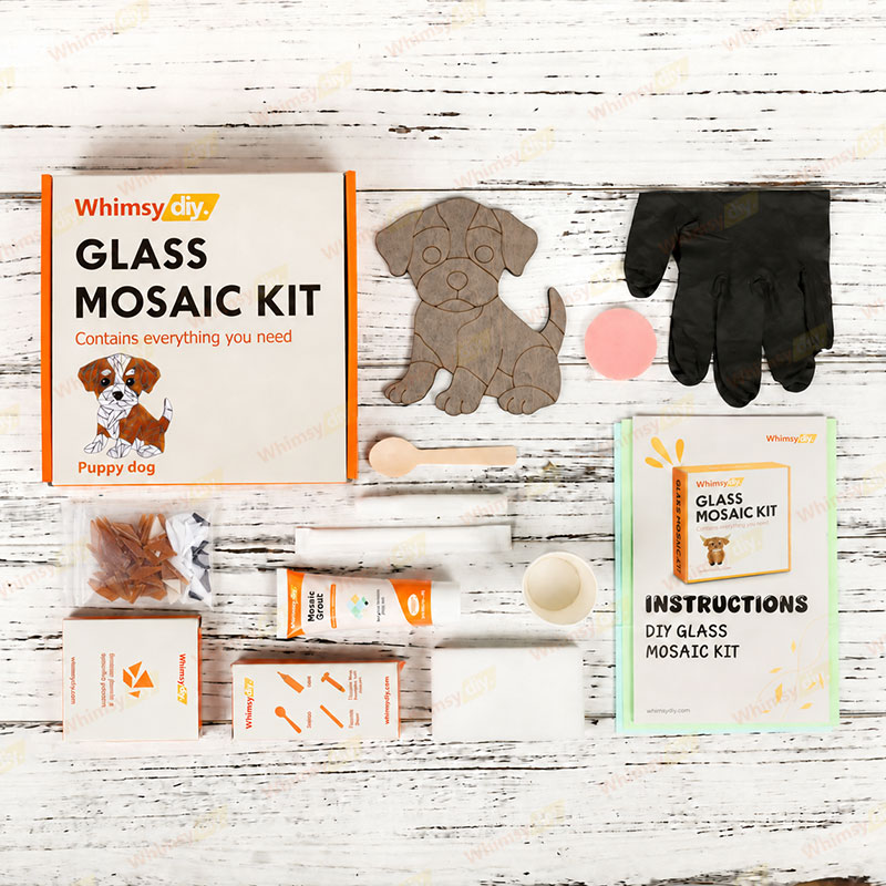 Whimsy DIY Puppy Dog Glass Mosaic Kit Puzzles