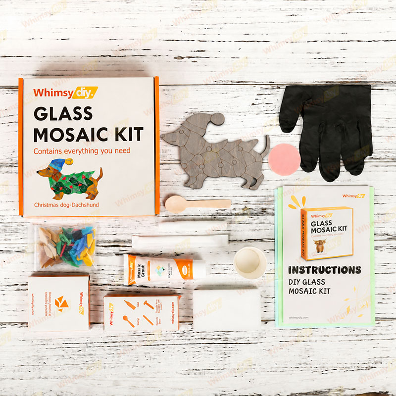 Whimsy DIY Christmas Dog-Dachshund Glass Mosaic Kit Puzzles