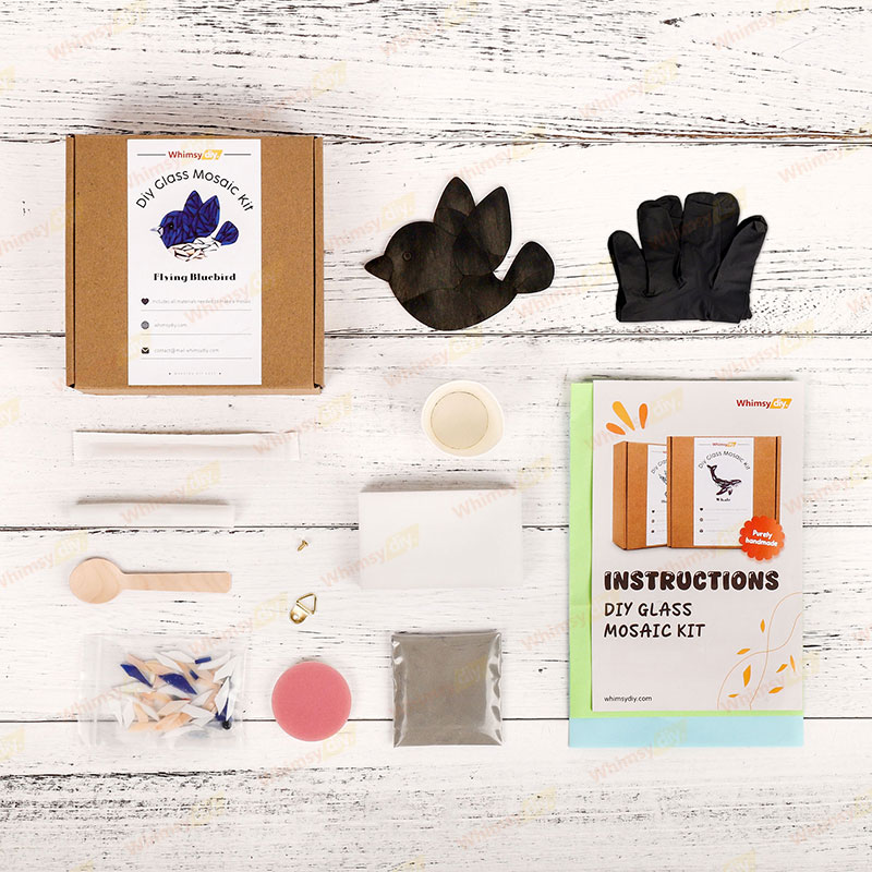 Flying Blue bird Glass Mosaic Kit | DIY Arts & Crafts Kit for Adults 