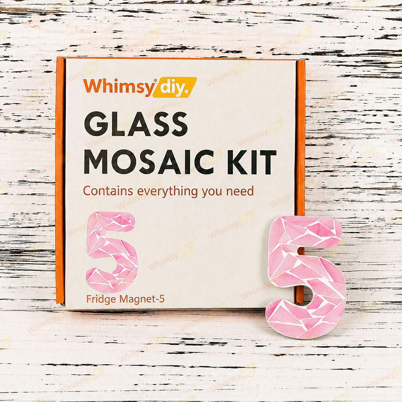 Whimsy DIY Fridge Magnet numbers-5 Glass Mosaic Kit Puzzles