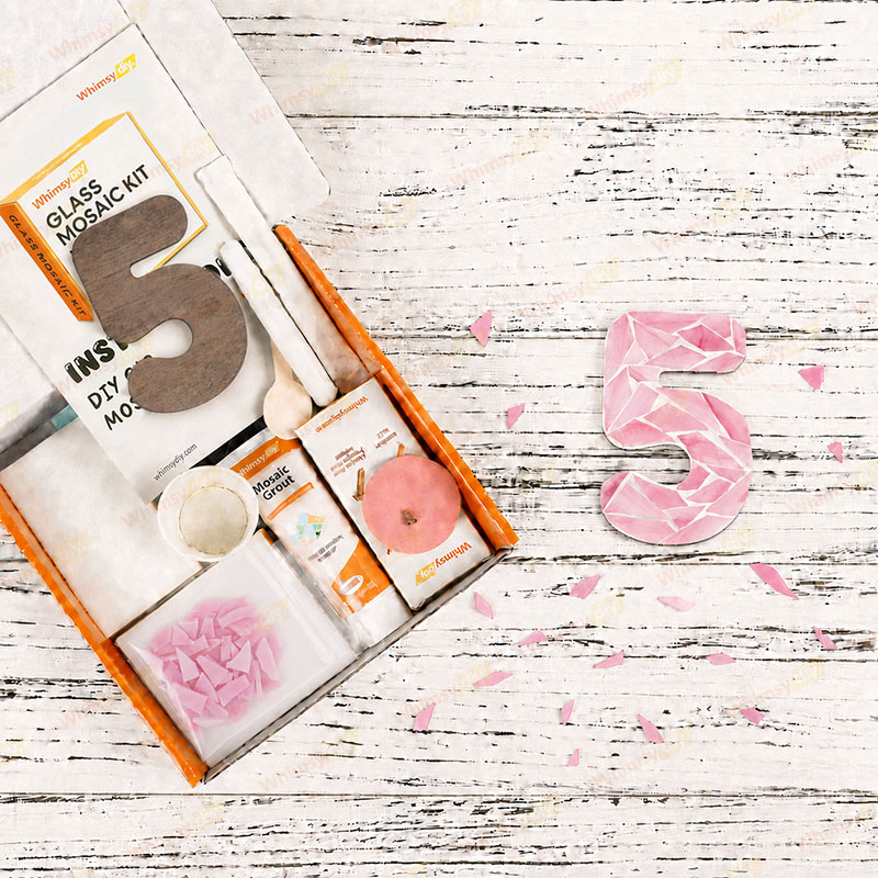 Whimsy DIY Fridge Magnet numbers-5 Glass Mosaic Kit Puzzles