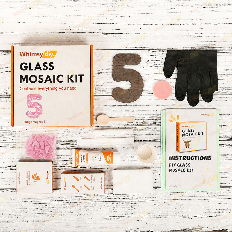 Whimsy DIY Fridge Magnet numbers-5 Glass Mosaic Kit Puzzles