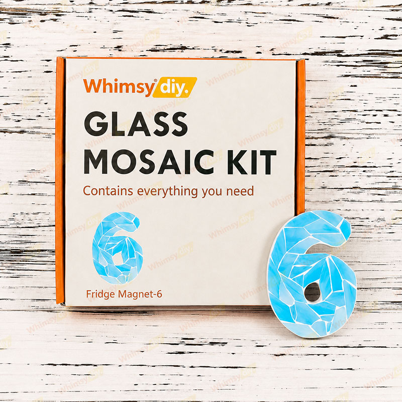Whimsy DIY Fridge Magnet numbers-6 Glass Mosaic Kit Puzzles