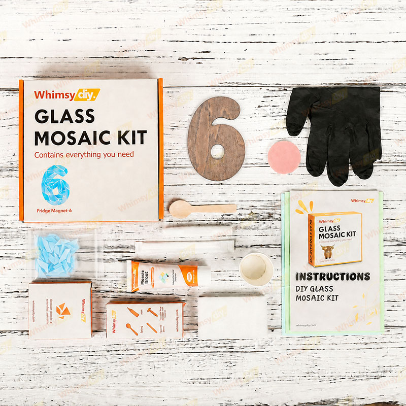 Whimsy DIY Fridge Magnet numbers-6 Glass Mosaic Kit Puzzles