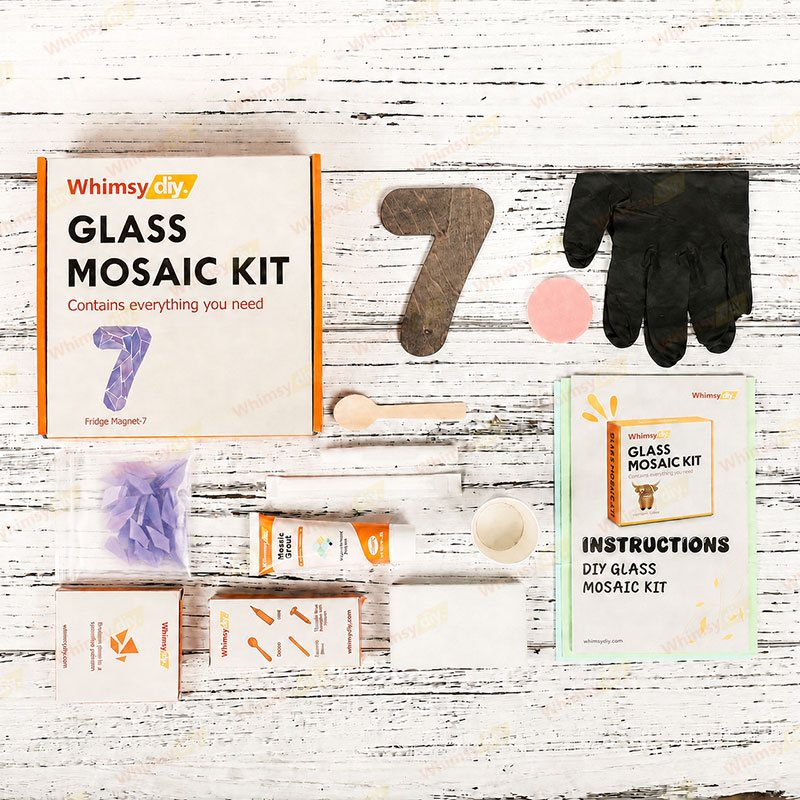 Whimsy DIY Fridge Magnet numbers-7 Glass Mosaic Kit Puzzles