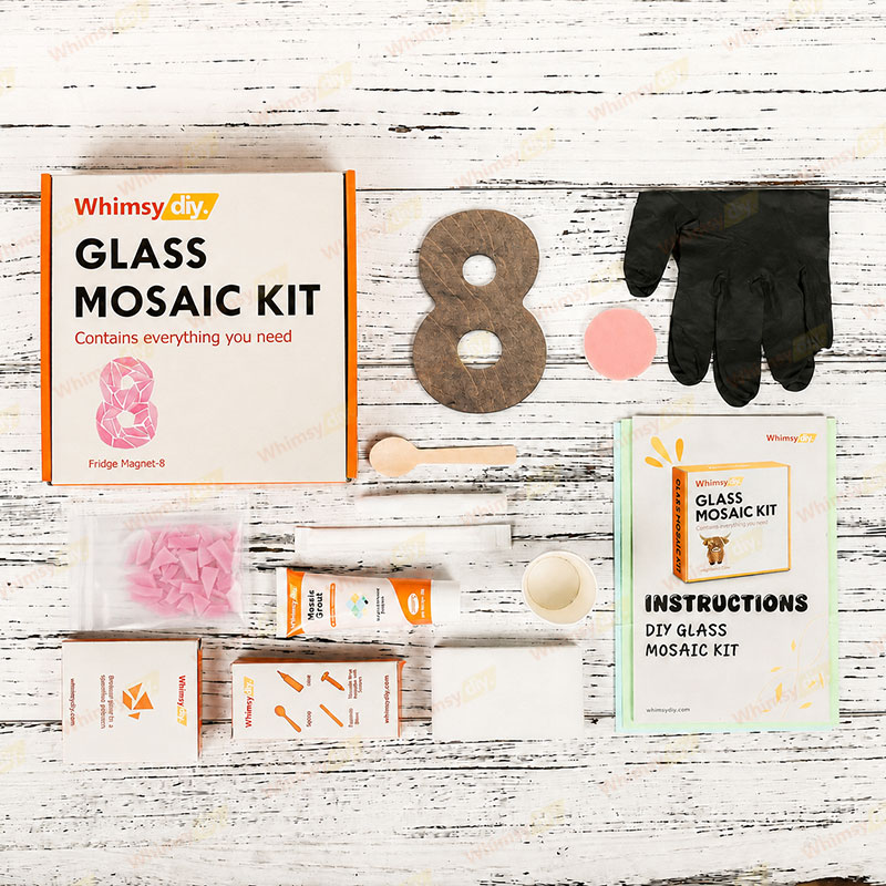 Whimsy DIY Fridge Magnet numbers-8 Glass Mosaic Kit Puzzles
