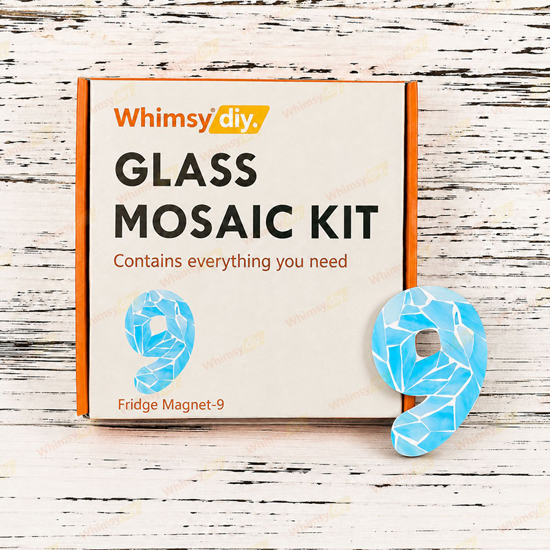 Whimsy DIY Fridge Magnet numbers-9 Glass Mosaic Kit Puzzles