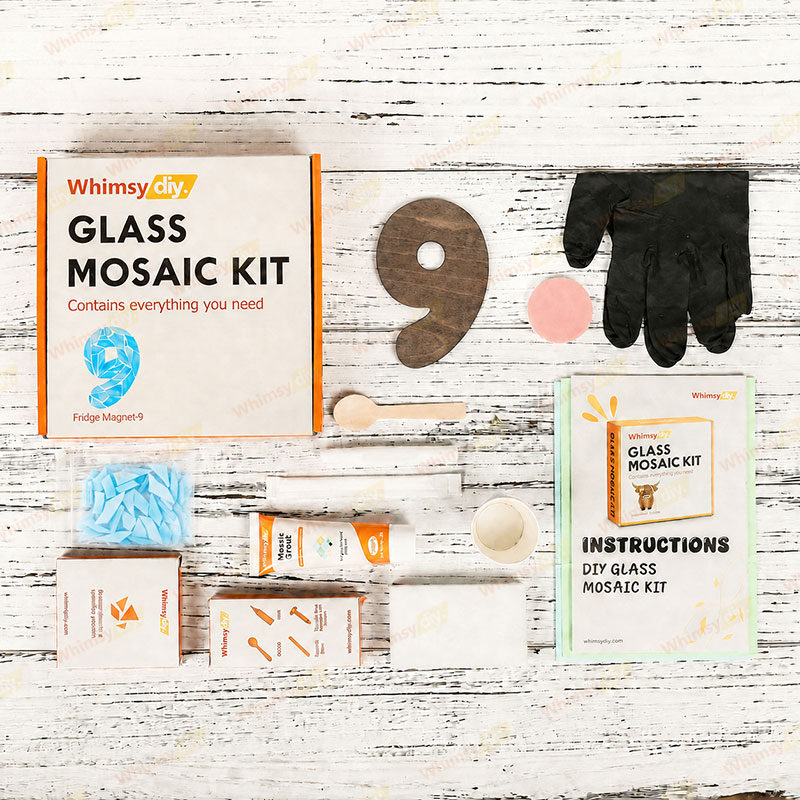 Whimsy DIY Fridge Magnet numbers-9 Glass Mosaic Kit Puzzles