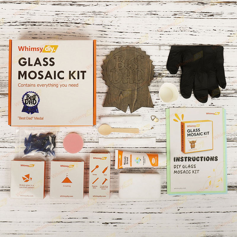 Whimsy DIY “Best-Dad” Medal Glass Mosaic Kit Puzzles