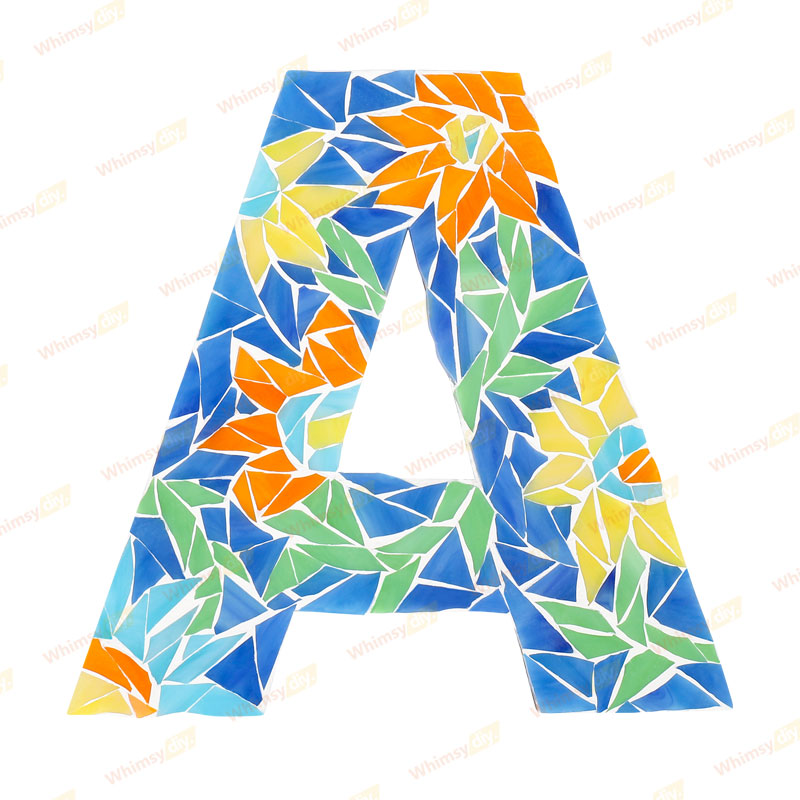 Whimsy DIY Blue Floral Patterned Letters-A Glass Mosaic Kit Puzzles