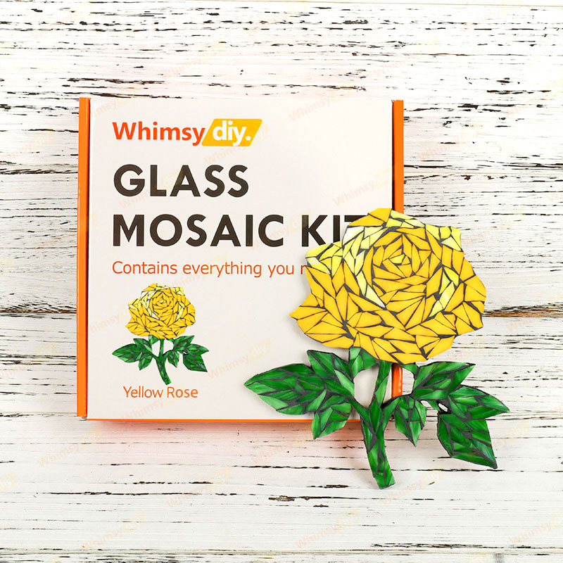 Whimsy DIY Yellow Rose Glass Mosaic Kit Puzzles