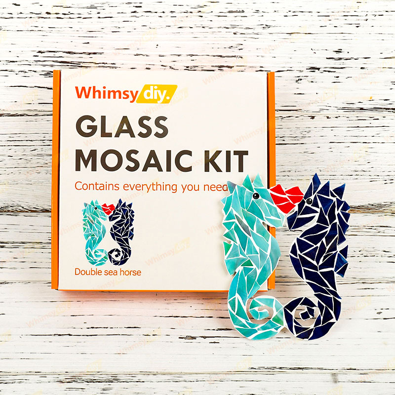 Whimsy DIY Double Sea Horse Glass Mosaic Kit Puzzles
