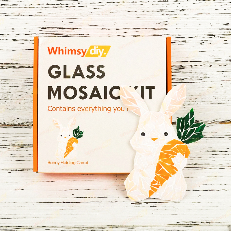 Whimsy DIY Bunny Holding Carrot Glass Mosaic Kit Puzzles