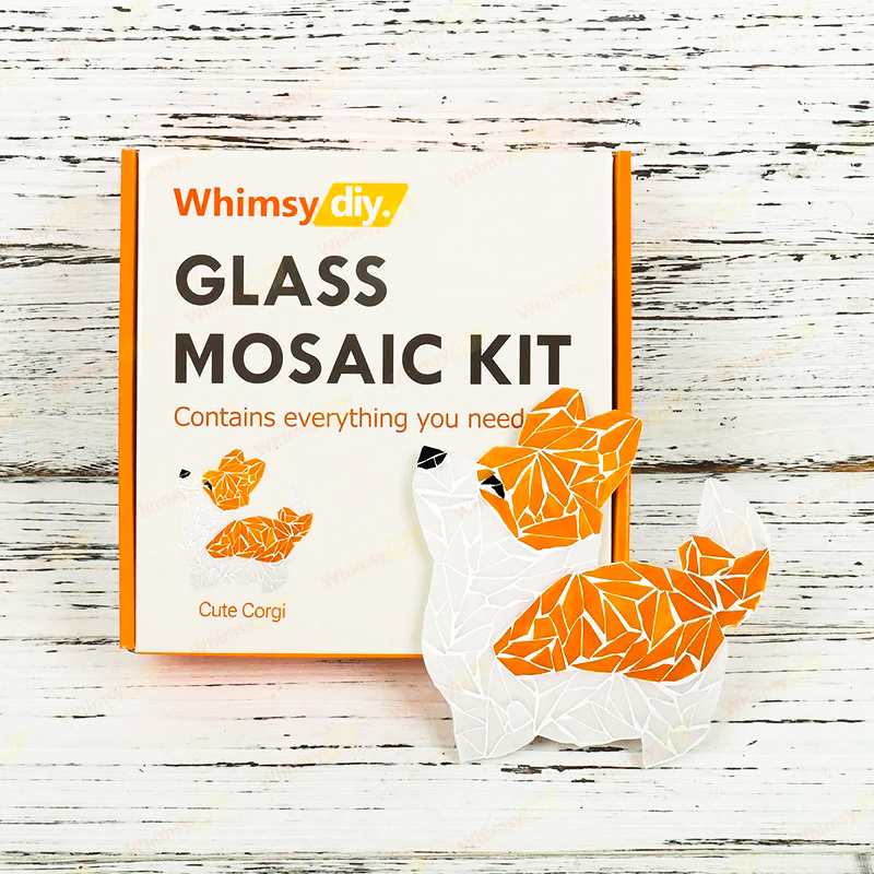Whimsy DIY Cute Corgi Dog Glass Mosaic Kit Puzzles