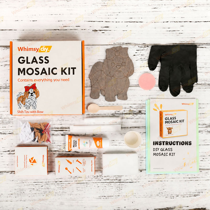 Whimsy DIY Shih Tzu with Bow Dog Glass Mosaic Kit Puzzles