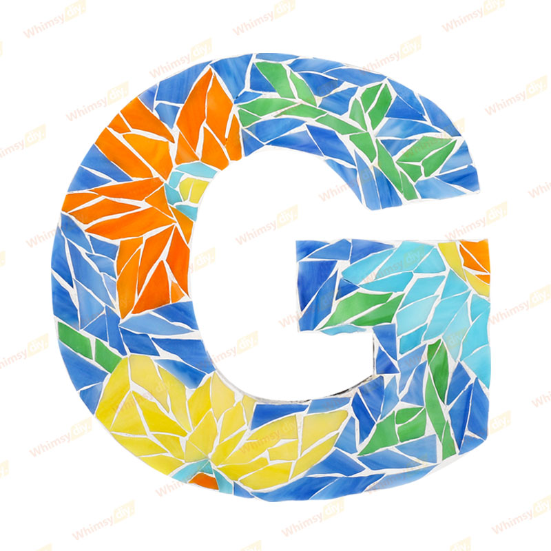 Whimsy DIY Blue Floral Patterned Letters-G Glass Mosaic Kit Puzzles