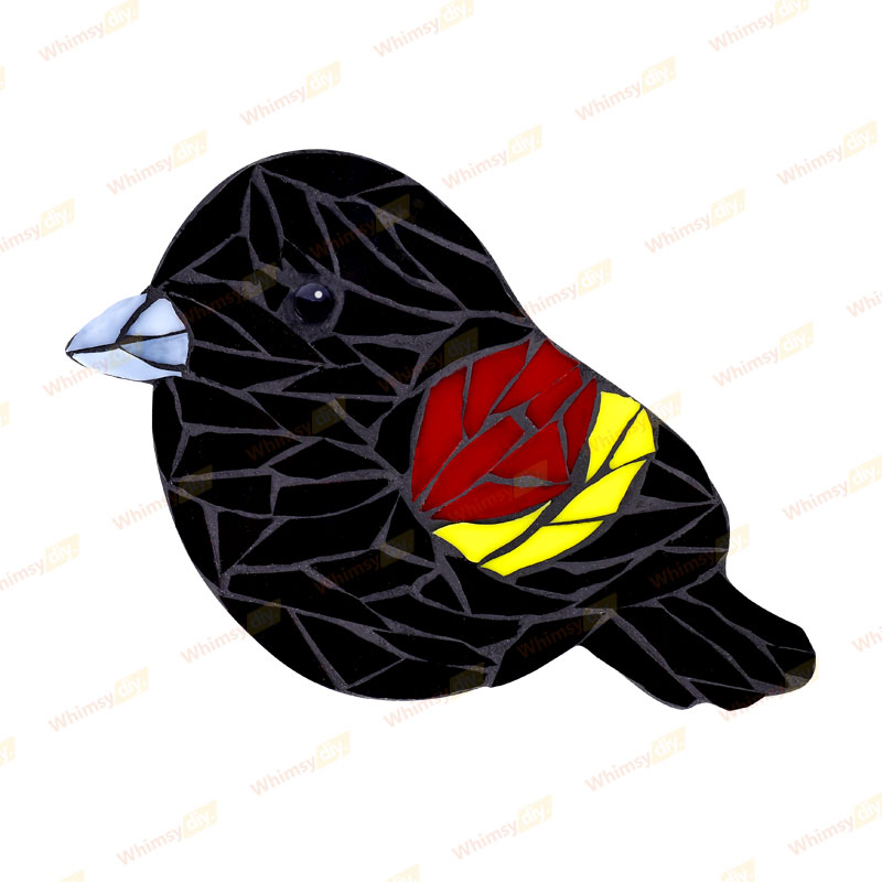 Red-winged Blackbird Glass Mosaic Kit | DIY Arts & Crafts Kit for Adults