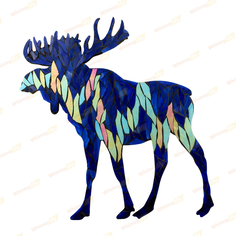 Northern Lights Moose Glass Mosaic Kit | DIY Arts & Crafts Kit for Adults