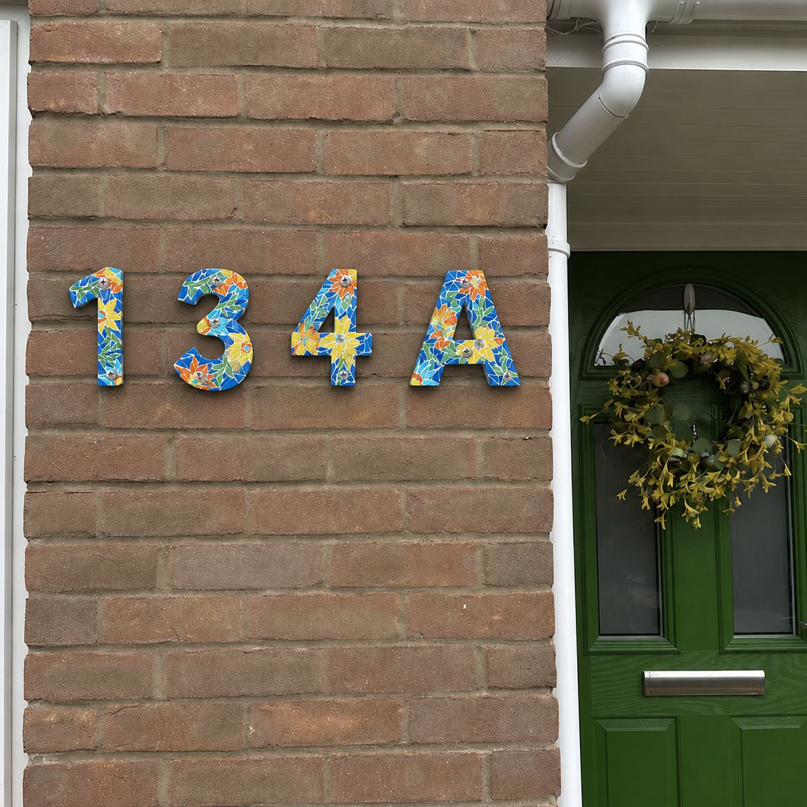 Whimsy DIY Blue Floral Patterned numbers-1 Glass Mosaic Kit Puzzles