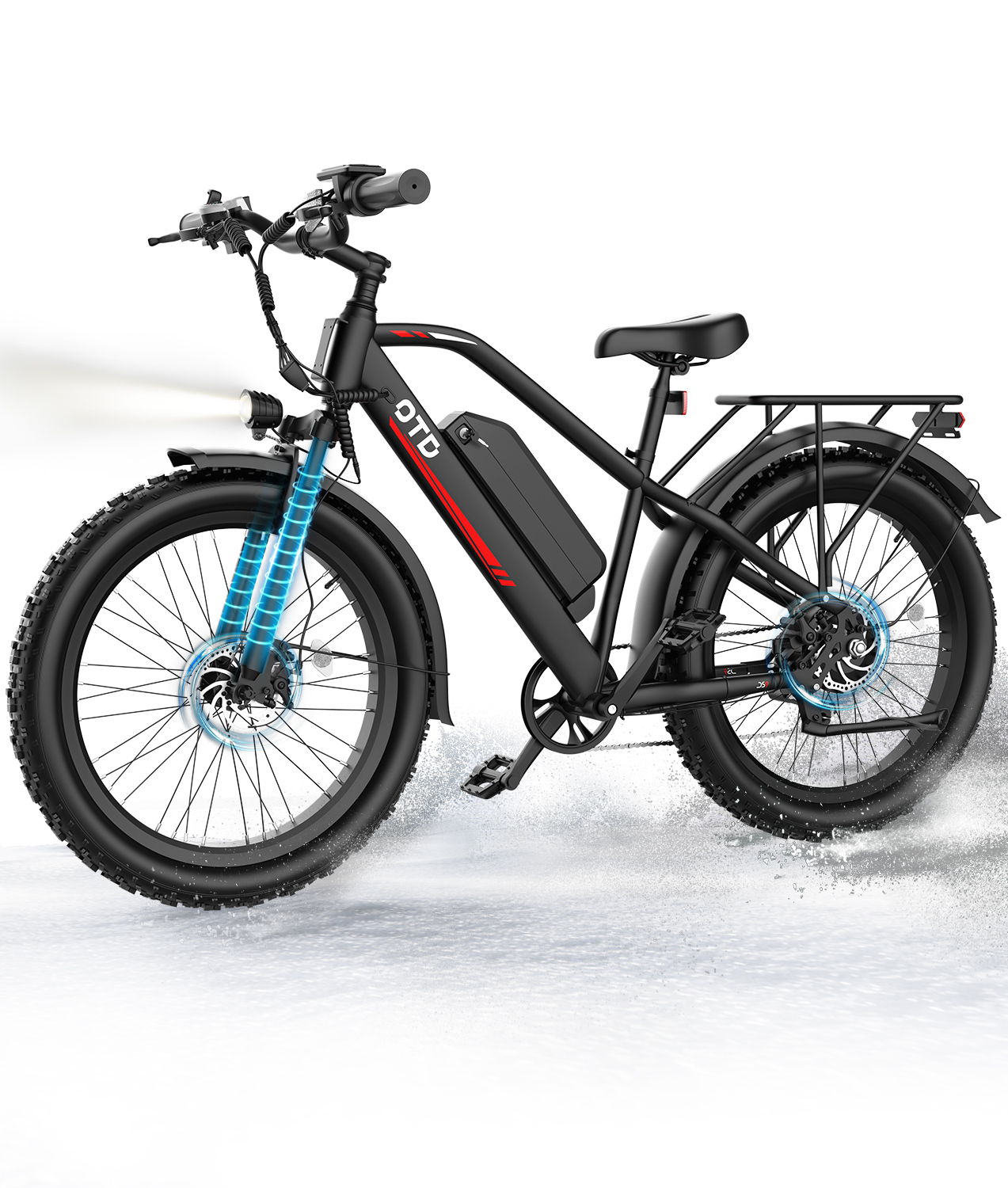 28 MPH Electric Bikes for Adults 1300W Peak Motor Ebike 26" Fat Tire 90 Miles Long Range Mountain Electric Bicycle with 48V Removable Battery 7 Speed E Bike with Front Fork Suspension-Baicycle