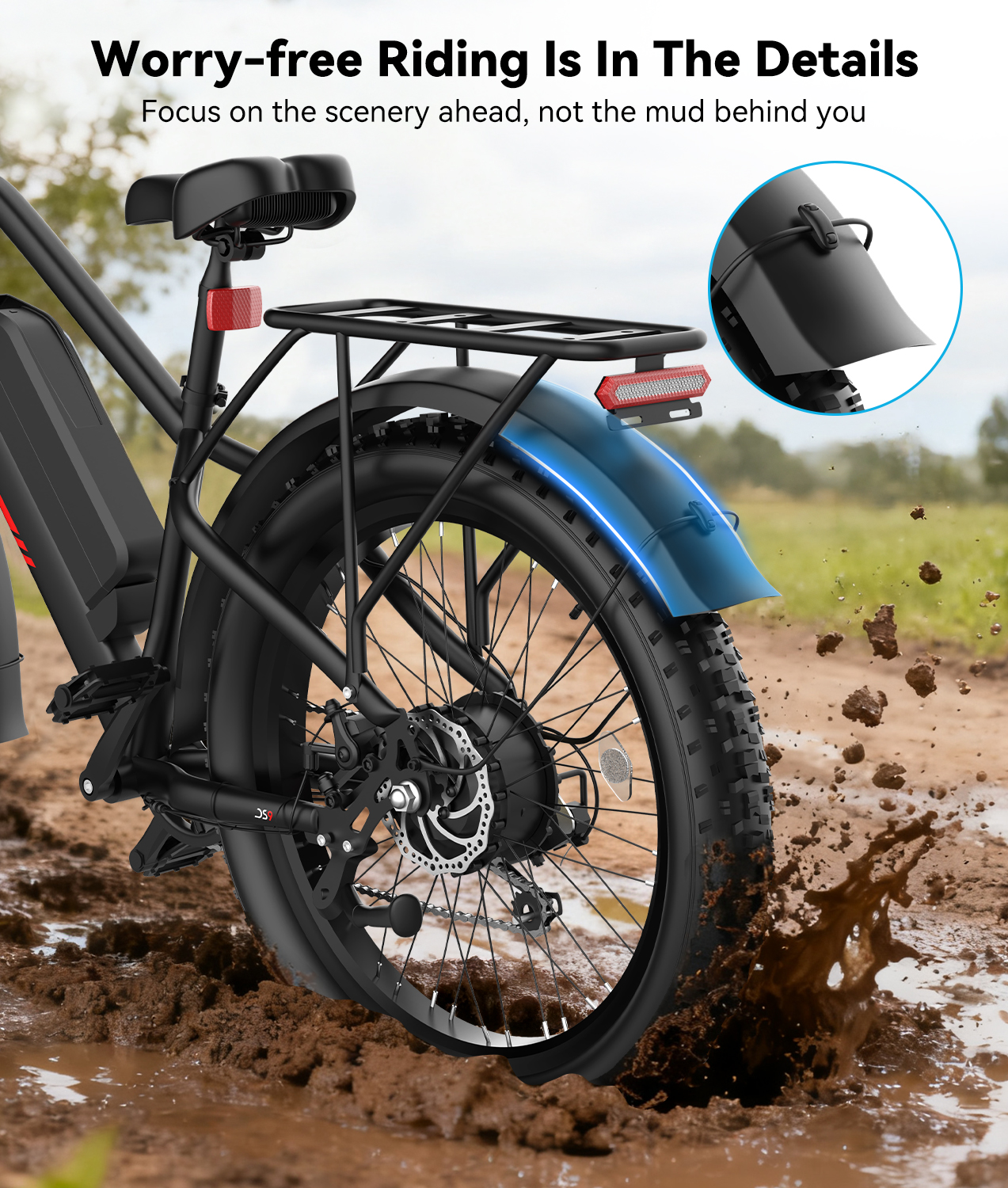 28 MPH Electric Bikes for Adults 1300W Peak Motor Ebike 26" Fat Tire 90 Miles Long Range Mountain Electric Bicycle with 48V Removable Battery 7 Speed E Bike with Front Fork Suspension-Baicycle